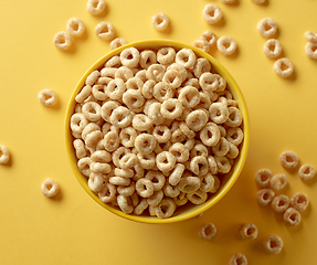 Image showing bowl of breakfast cereal honey rings