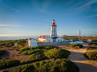 Image showing Lighthouse on Cabo Espichel cape Espichel on Atlantic ocean
