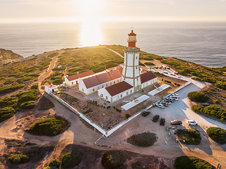 Image showing Lighthouse on Cabo Espichel cape Espichel on Atlantic ocean