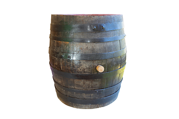 Image showing vintage wooden barrel on white