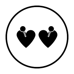 Image showing Two Valentines Heart With Pin Icon