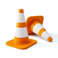 Image showing Orange highway traffic construction cones