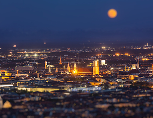 Image showing Night aerial view of Munich, Germany