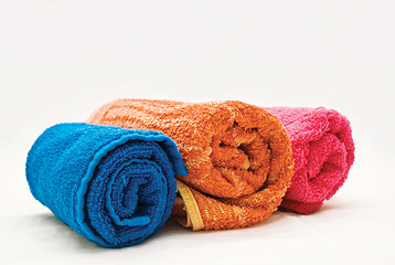 Image showing Three colour towels