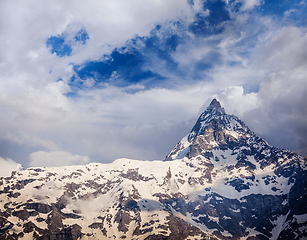 Image showing Snowcapped summit top of mountain in Himalayas