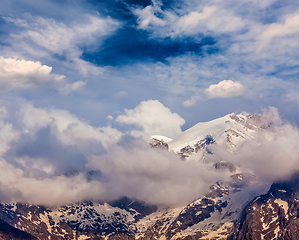 Image showing Snowcapped summit top of mountain in Himalayas