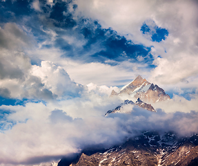 Image showing Snowcapped summit top of mountain in Himalayas