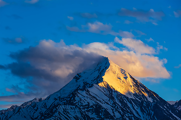 Image showing Snowcapped top of mountain in Himalayas