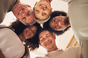 Image showing Happy portrait, diversity face and business people smile for startup growth, company solidarity or office collaboration. Corporate group, teamwork and below view of design team with community support