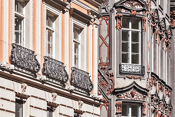 Image showing Medieval rich house palace windows close up