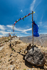 Image showing Buddhist prayer flags lungta in Spiti valley