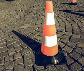 Image showing Vintage looking Traffic cone sign