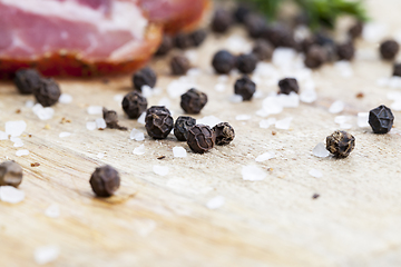 Image showing beef meat prepared and marinated for food, the products are ready and eaten dried