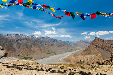 Image showing Buddhist prayer flags lungta in Spiti valley