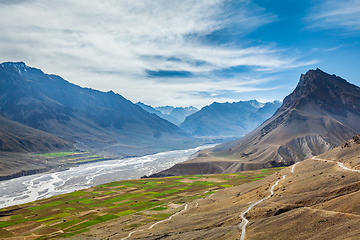 Image showing Spiti valley and river in Himalayas