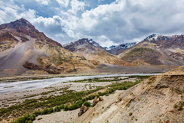 Image showing Spiti valley and river in Himalayas