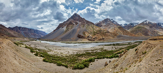 Image showing Spiti valley and river in Himalayas