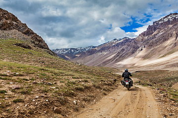 Image showing Bike on mountain road in Himalayas