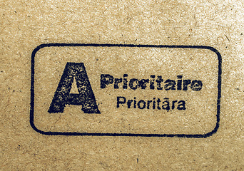 Image showing Vintage looking Priority mail postmark