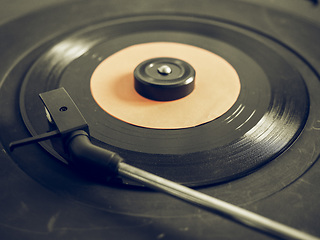 Image showing Vintage looking Vinyl record on turntable