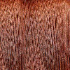 Image showing Zoom, textures and beauty with closeup of hair for shampoo, keratin and salon treatment. Glamour, colorful and shine with straight brunette extensions for growth, strand and pattern for background