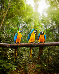 Image showing Blue-and-Yellow Macaw Ara ararauna in forest