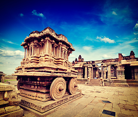 Image showing Stone chariot in Vittala temple, Hampi