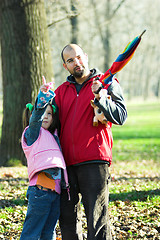 Image showing child and father in the park 