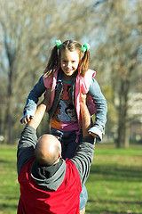 Image showing child happy running to father