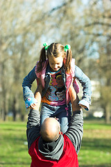 Image showing child happy running to father