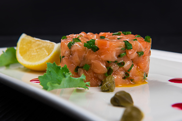 Image showing Fresh salmon tartare