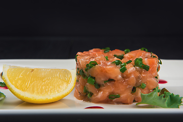Image showing Fresh salmon tartare