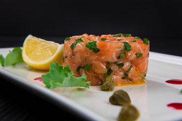 Image showing Fresh salmon tartare