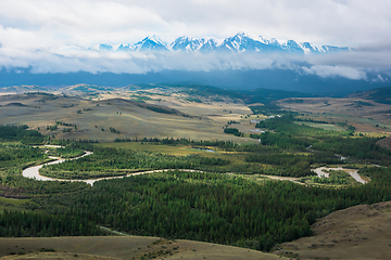 Image showing Panorama of Kurai steppe and Chuya river