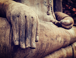 Image showing Buddha statue hand close up detail