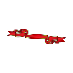 Image showing Red Ribbon With Golden Stripes