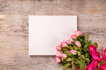 Image showing Blank card with rose flower bouquet