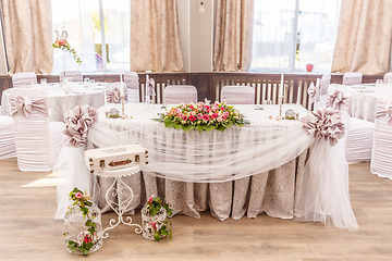 Image showing Festive table for the bride and groom