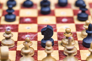 Image showing small old wooden chess