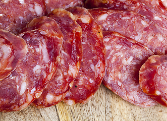 Image showing beef meat prepared and marinated for food, the products are ready and eaten dried