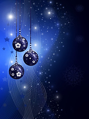 Image showing Blue christmas illustration with balls