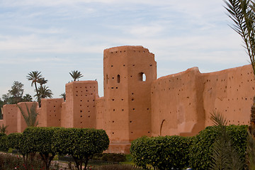 Image showing Wall  around old city  in Marrakech