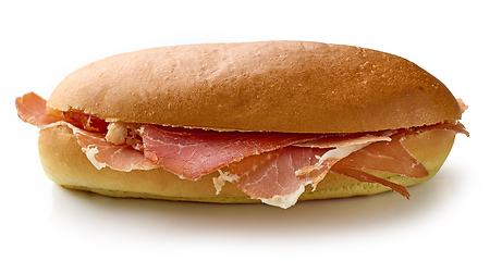 Image showing sandwich with sliced spanish iberico ham