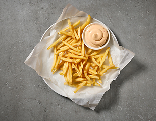 Image showing french fries and dip mayonnaise sauce