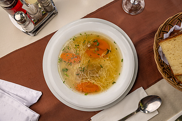 Image showing Chicken noodle soup with carrots