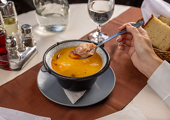 Image showing Bean soup with smoked pork