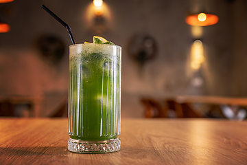 Image showing Green cocktail with fresh mint