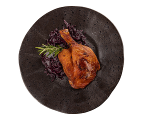 Image showing Portion of roast duck leg