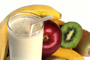 Image showing Milkshake and Fresh fruits 