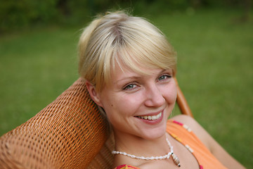 Image showing Portrait of a beautiful young lady smiling